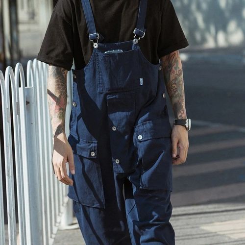 Mens Relaxed Overalls Workwear Pants American Casual Style T