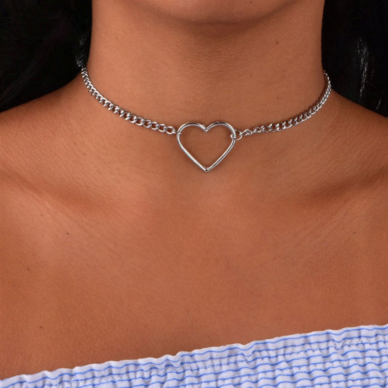 Neck Chains Heartshaped Charm Simple Sweet Necklace for Euro
