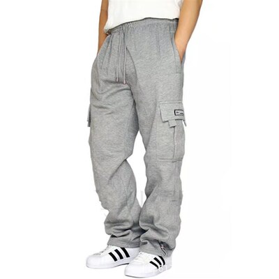 Mens Relaxed Workwear Pants with Drawstring MultiPockets and
