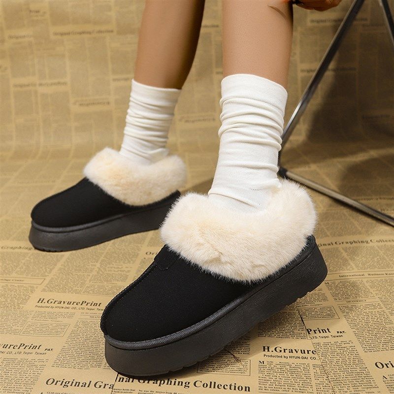 Winter 2025 Womens Thick Platform Snow Boots Round Toe Thick