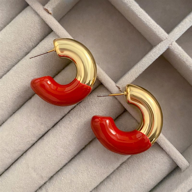 Retro Drip Oil Cshaped Earring Design Earring Buckle for Wom