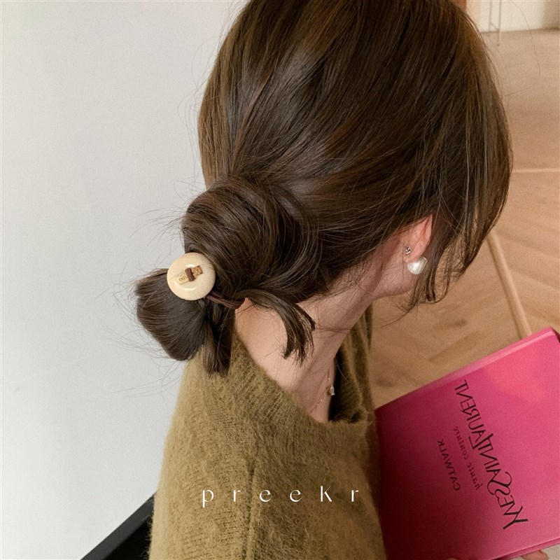 High Elastic 2025 Basic Hair Ring with Textured Acrylic Roun