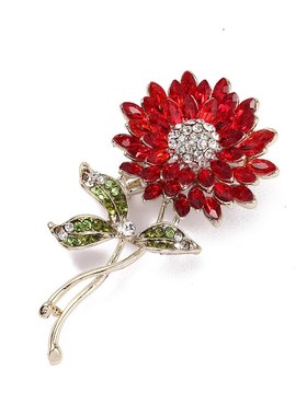 EuropeanAmerican Flower Gemstone Diamond Brooch Womens HighE