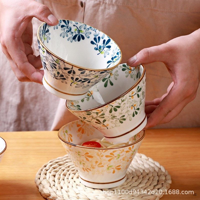 5inch Japanese Ceramic Rice Bowl 2025 Home Use Highfooted Bo