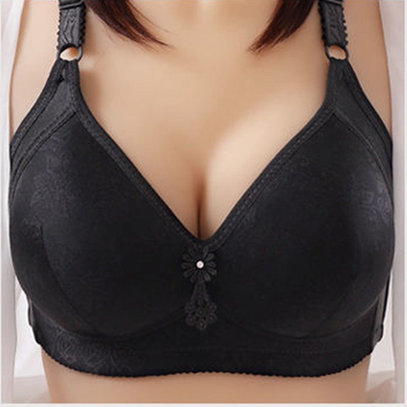 PushUp Bras for Elderly Wireless Thin Bras with Floral Patte