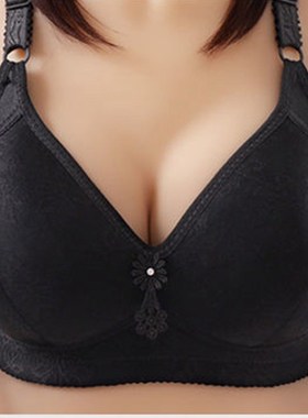 PushUp Bras for Elderly Wireless Thin Bras with Floral Patte
