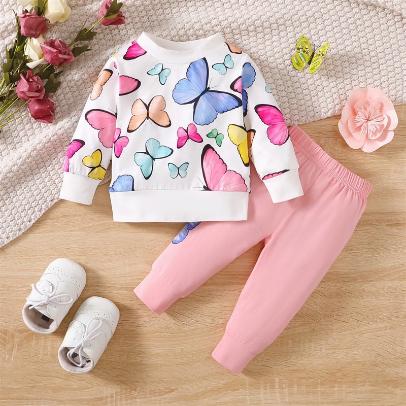 New Baby Toddler Sets Printed Tops Pants Setsbaby toddlerset