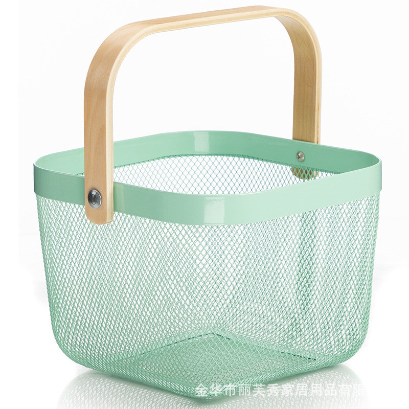Wire Mesh Basket with Metal Handle 98N White for Fruits Vegg