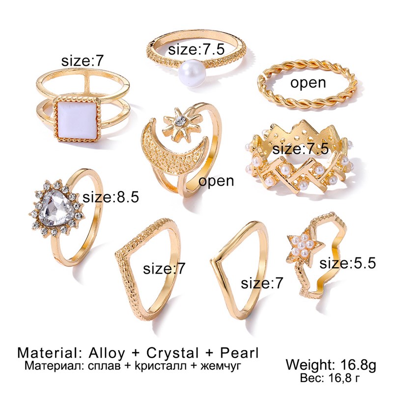 Creative Flower Alloy Knuckle Ring Set Geometric Plain Ring