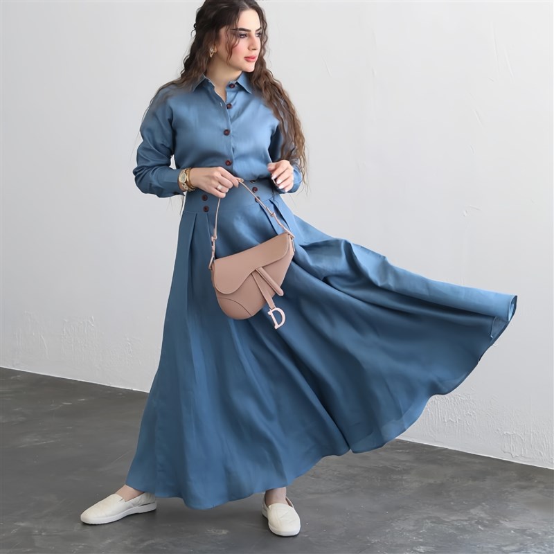 2025 Autumn Fashion Womens Pure Color Linen TwoPiece Set wit