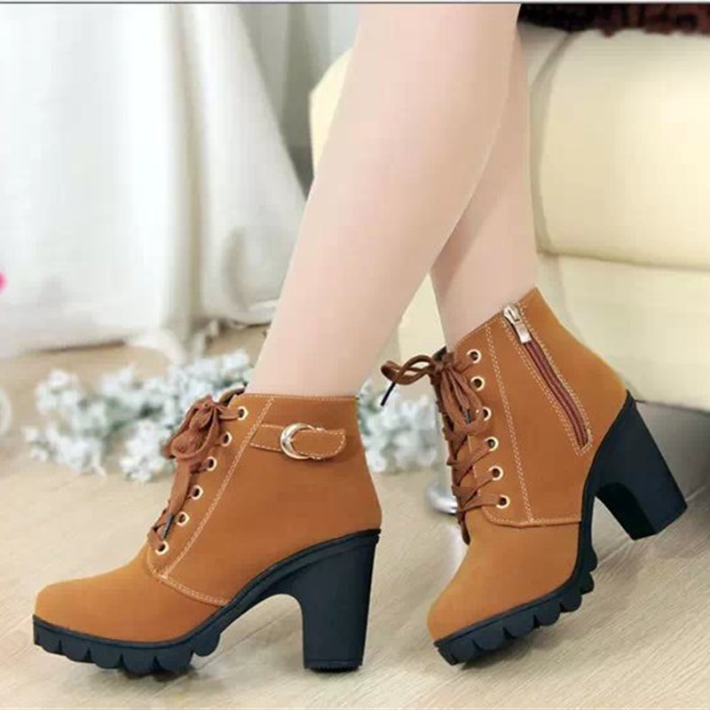 2025 WinterFall High Heel Chunky Heel Casual Womens Boots Pl