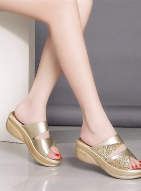 Summer Sandals Women 2025 Oversized ThickSoled Wedges Lady F