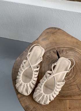 European Style Weaved Hollowout Roman Flats Sandals Soft Cas