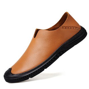 Soft Slipon Size Casual Shoes Large Leather Men for Loafers