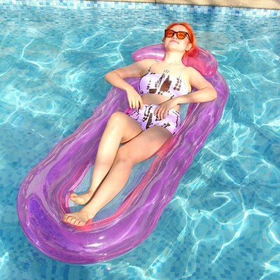 Inflatable PVC Folding Mesh Lounge Chair with Armrests Backr