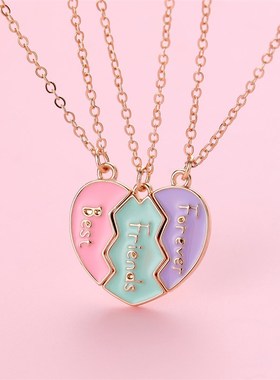 New Heart Necklace Trio Friendship Necklace Set Alloy Drip O