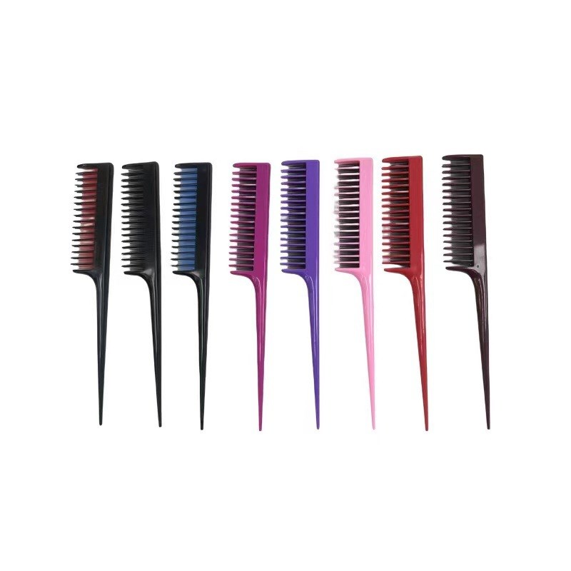 TwoColor Highlighting Comb 3Row Plastic Teasing Comb Tail Co