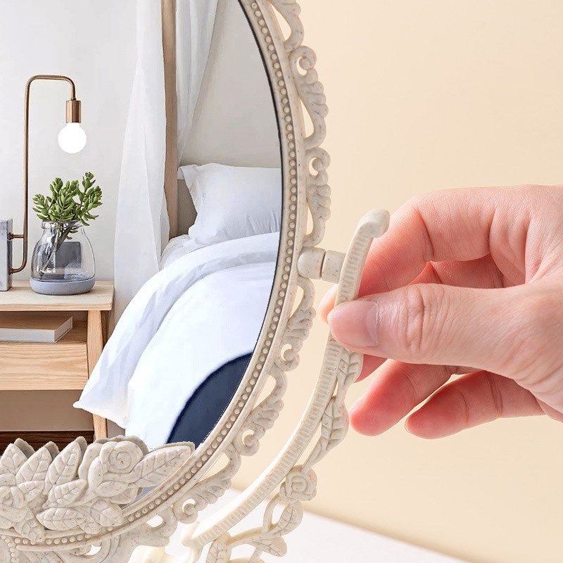 Retro Palace Style Desktop Rotatable Makeup Mirror for Home