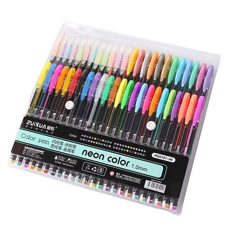 Childs Glitter Pen Set HandDrawn Highlighting Notebook Paste