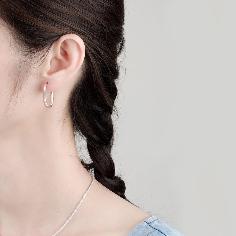 Stylish Korean Circular Earrings Oval Earring Hoops Simple C