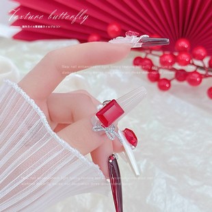 Base HighQuality Crystal Chinese Tips Translucent Nail Red