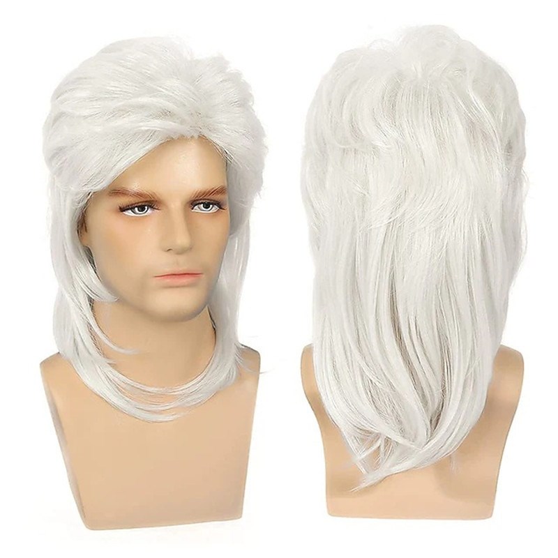 New Arrival EuroAmerican Mens Long Curly Hair Wig 80s Punk H