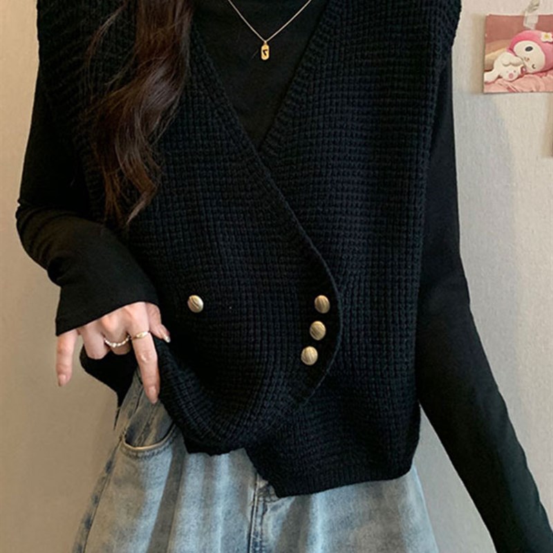 Knit Vest Womens Autumn 2025 Oversized Lazy Style Ladies Swe