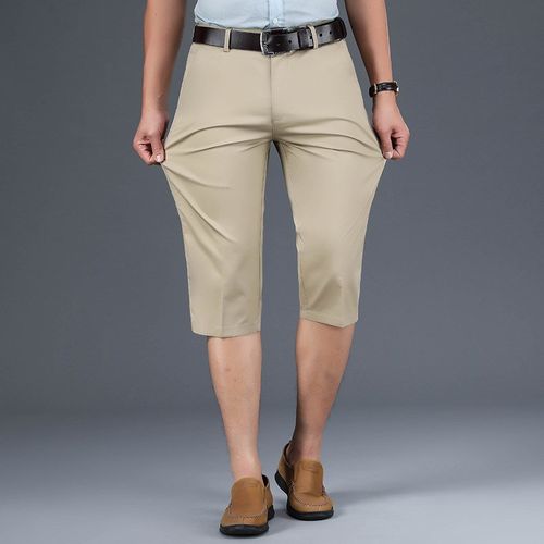 Summer Thin Casual Shorts for Men Elastic Straight Middleage