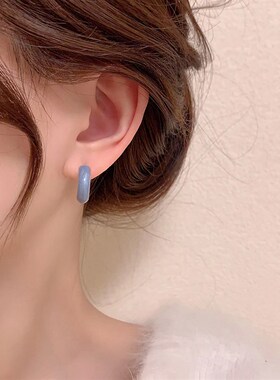 Blue Circle Earrings Fashionable 2025 Trendy Versatile Highc