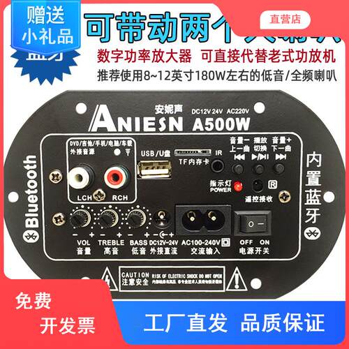 低音炮功放板大功率蓝牙音响主板12v24v220v通用改装低音炮功放板