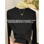 内搭外穿打底衫 春款 上衣女0201z 鱼骨圆领长袖 T恤女修身 新款 大码