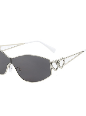 英国chrry koop双心一体太阳镜 欧美个性ins连体心连心猫眼墨镜