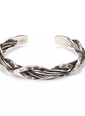 英国Chrry Koop新款泰银泰国手工锤纹银丝编织手镯男士个性复古