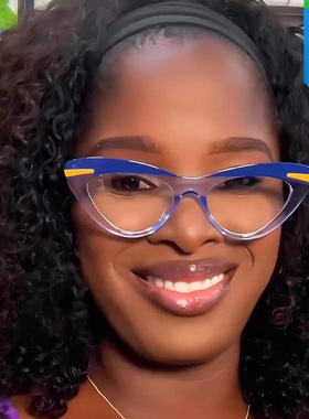 英国chrry koop新款猫眼防蓝光眼镜复古个性红绿线条平光镜装饰