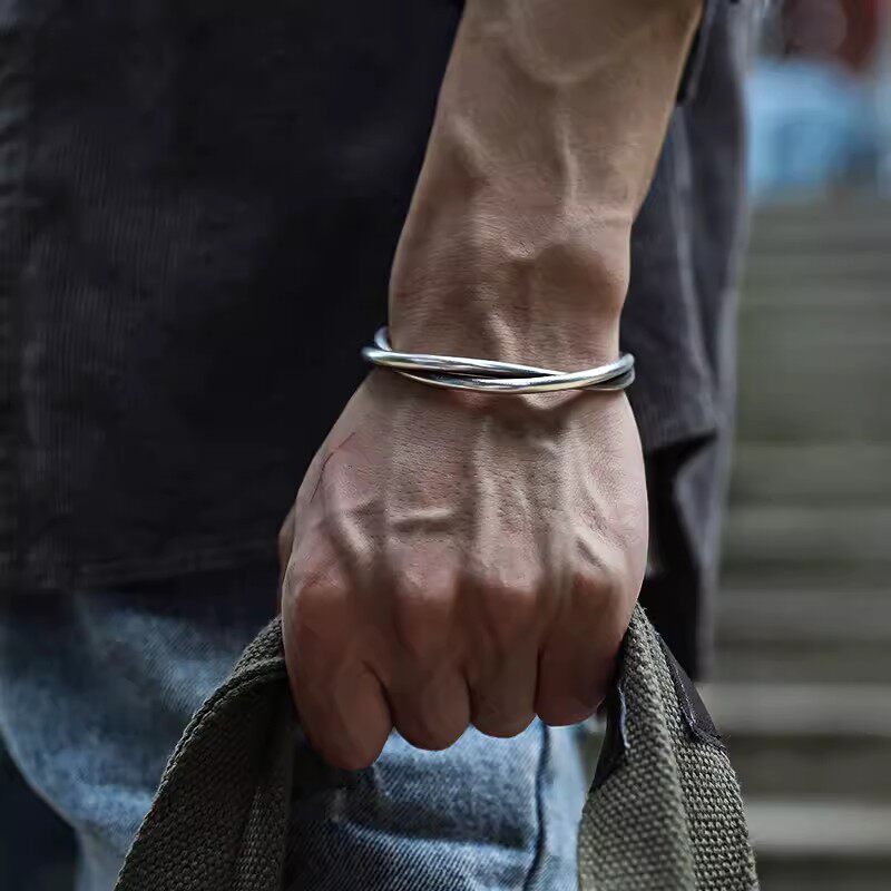 英国chrry koop莫比乌斯手环泰国手工扭线手镯男潮复古银开口