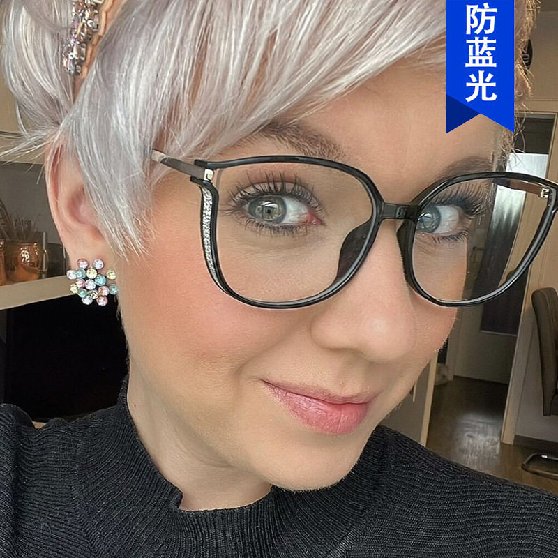 英国chrry koop新款猫眼眼镜框闪粉凹造型平光镜可配近视防蓝光