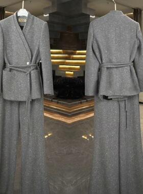 英国chrry koop早春新款盐系轻熟又a又飒灰色西装两件套女潮