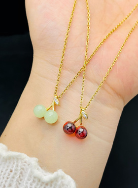 英国chrry koop樱桃绿色红色金色项链女新款潮个性冷淡风小众
