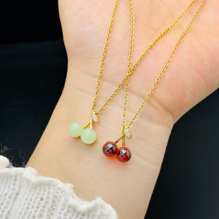 英国chrry koop樱桃绿色红色金色项链女新款潮个性冷淡风小众