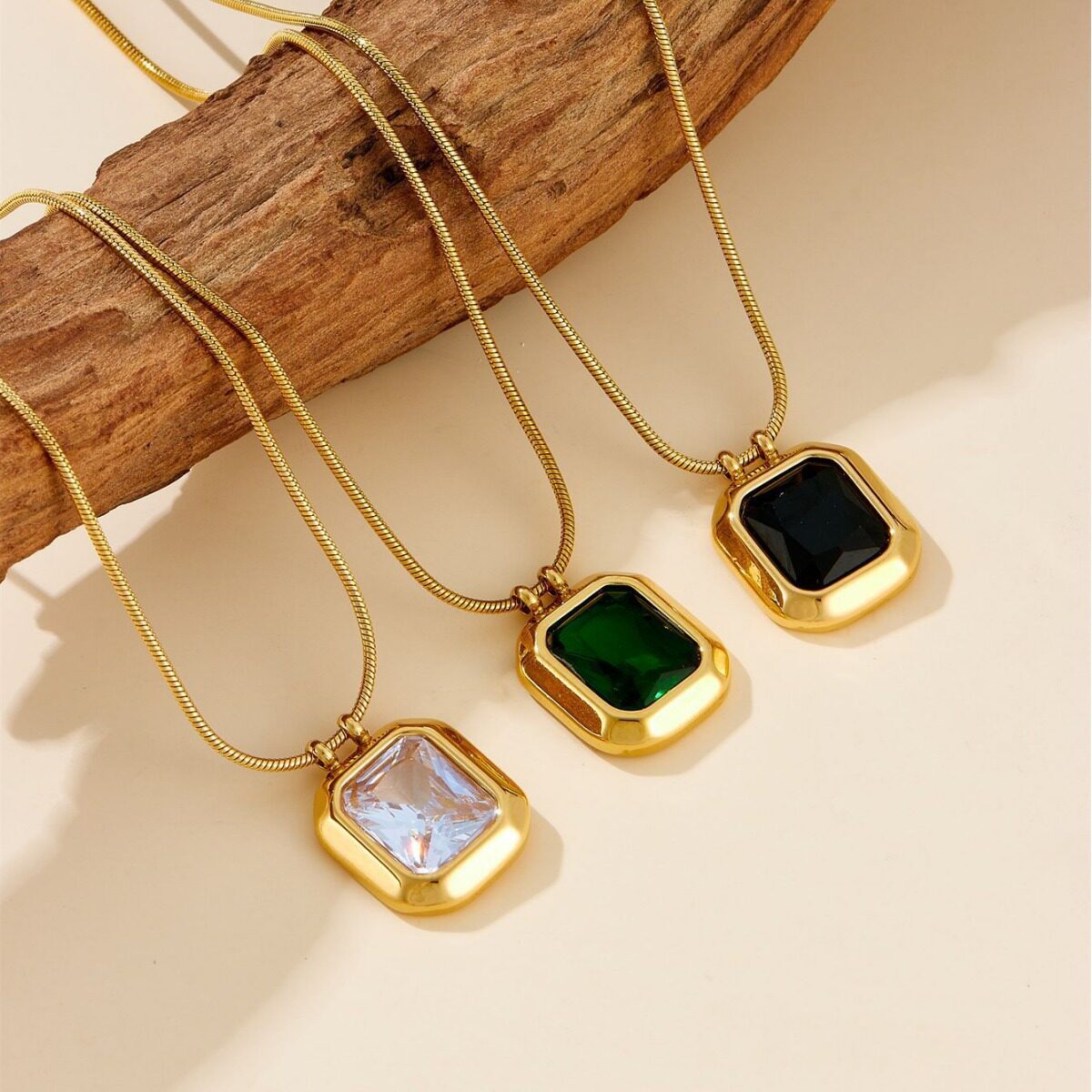 英国chrry koop 欧美祖母绿吊坠项链女小众轻奢镀18k金高级感