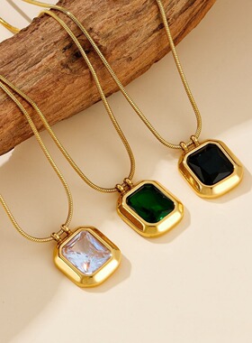 英国chrry koop 欧美祖母绿吊坠项链女小众轻奢镀18k金高级感