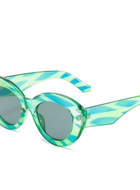 英国chrry koop新款大框猫眼太阳镜 欧美时尚果冻色条纹炫酷眼镜