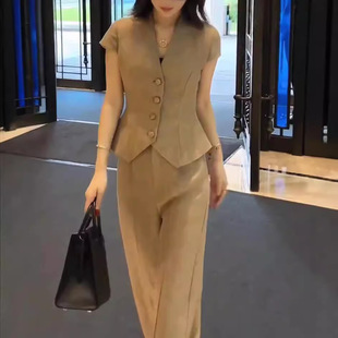 英国chrry koop新款复古修身马甲西裤高级感两件套干练显瘦