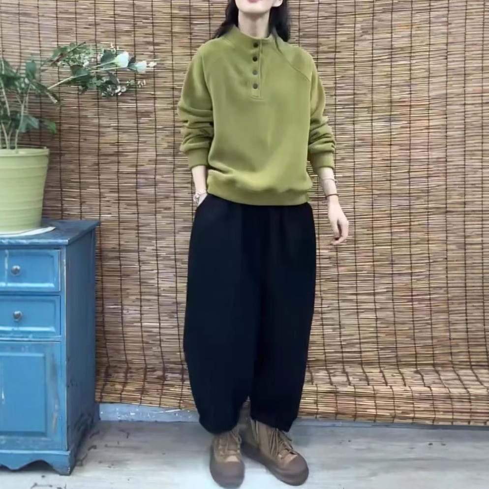 英国chrry koop秋冬新款宽松立领长袖卫衣休闲哈伦裤洋气女