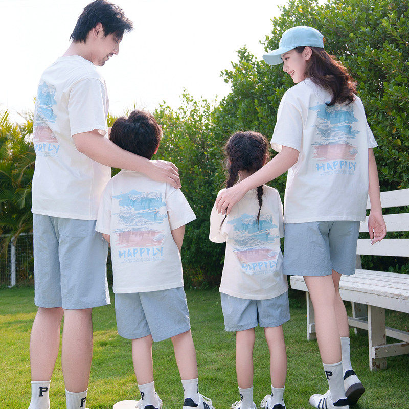 全棉纯棉不一样亲子装春夏2026新款全家福短袖T恤潮一家三四五口