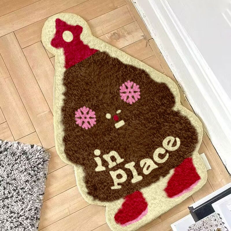 圣诞平安夜卧室床边地毯房间地垫床前毛绒材质异形室内入户毯ins