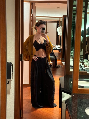 13311黑色亚麻褶皱低腰西装裤2026夏季新品简约设计感自带腰带