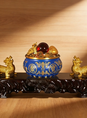 乔迁新居聚宝盆摆件客厅玄关装饰家居办公室桌面工艺礼品