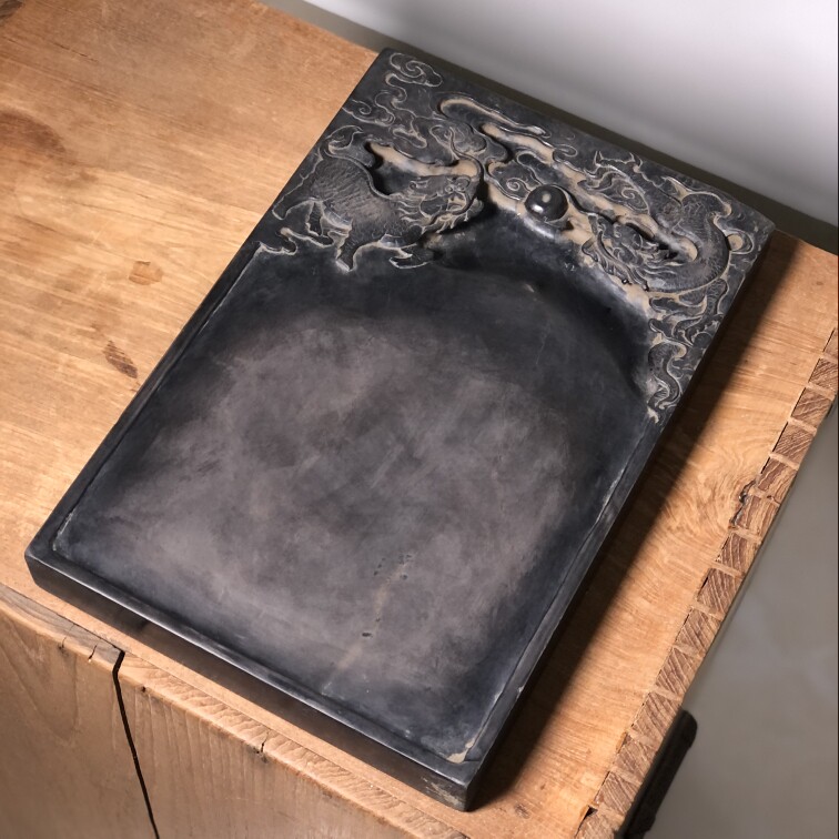 A砚台端砚墨盘文房器砚宝 原机关单位退休老干部收藏砚台哈气诗韵