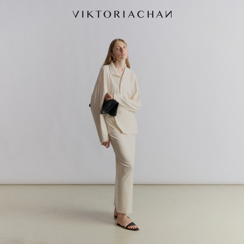 VIKTORIACHAN翻领纽扣落肩上衣